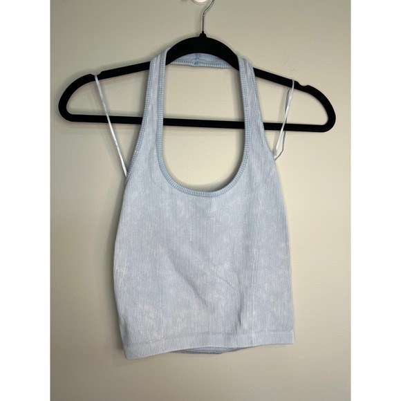 American Eagle Outfitters Tops - American Eagle Outfitters Ribbed Halter Top Sleeveless Blue Medium